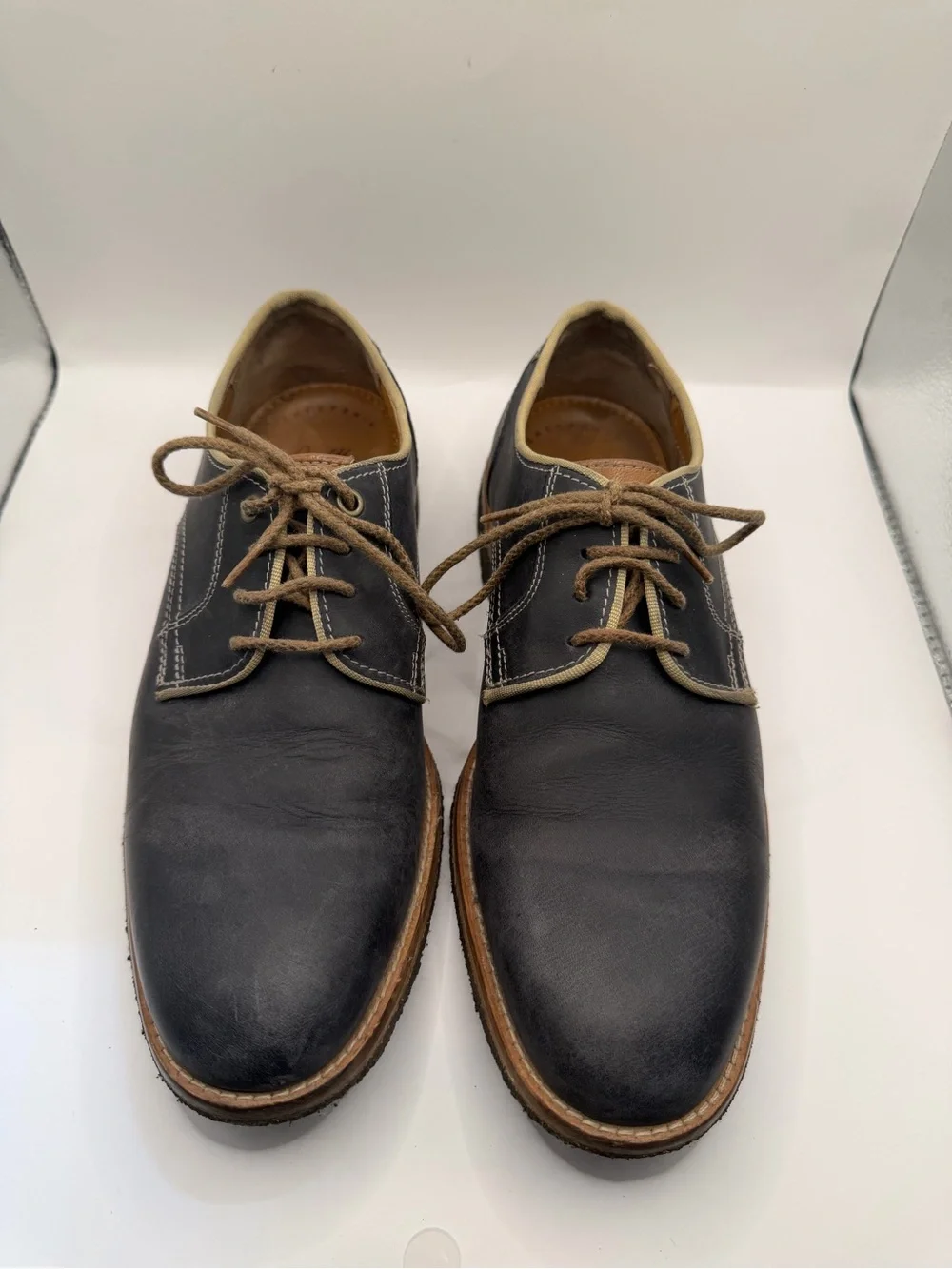 Johnston & Murphy 1850 Men’s Leather Oxford Dress Shoes Navy Blue Size 8